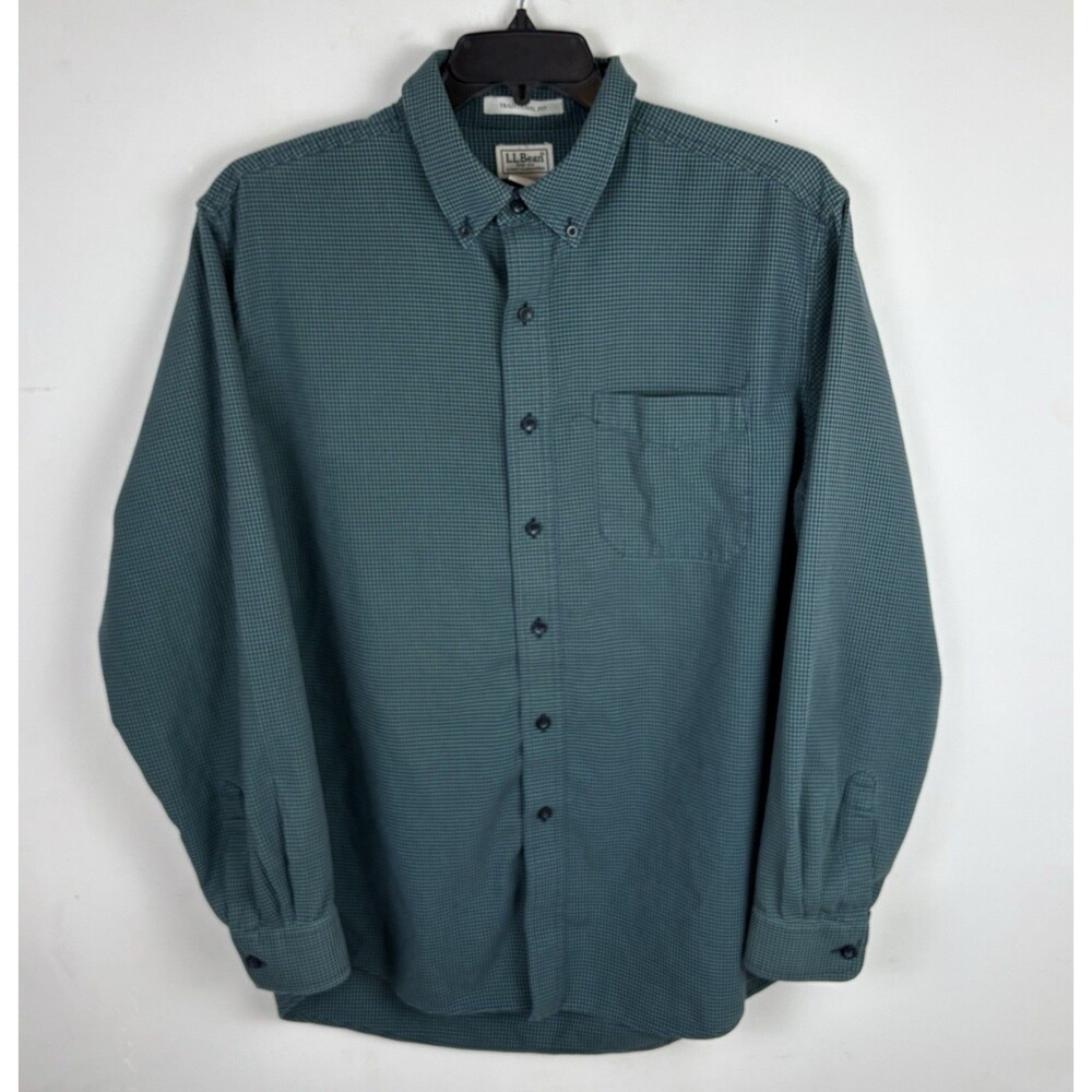 Vintage LL Bean Flannel Shirt / Green / Plaid / Size Large